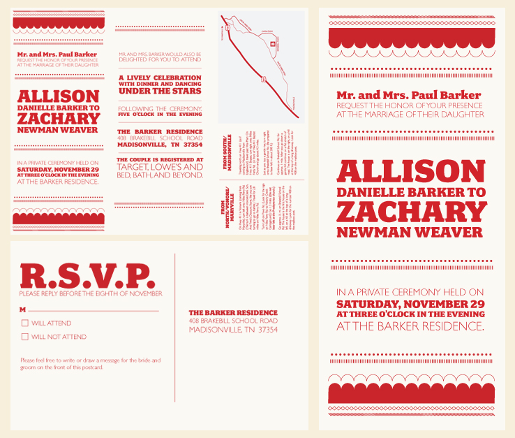 Responsibilities for this project creation of wedding invitation package 